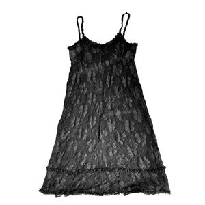 Anna Sui Black Lace Ruffle Dress